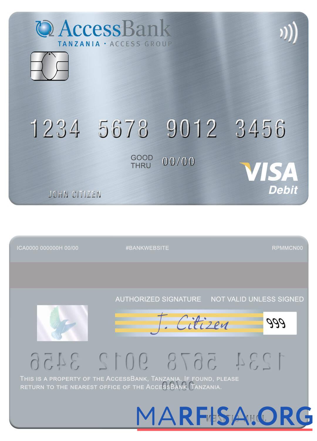 Downloadable Tanzania AccessBank visa debit card template